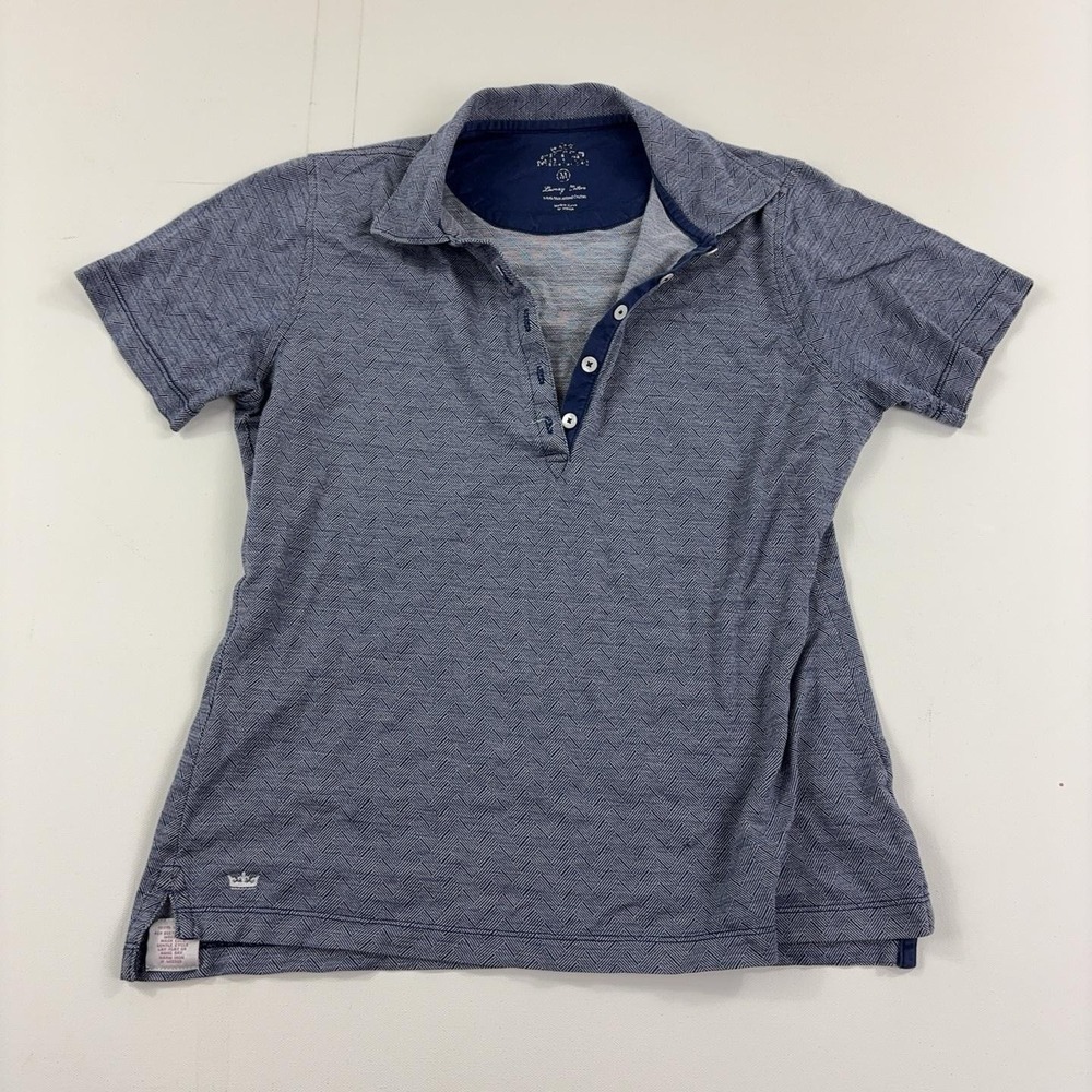Peter Millar Polo Womens M Blue Geometric Collared Short Sleeve Luxury Cotton